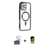 MARSİLYAN™- iPhone 16 Pro Max Kılıf Nova Işık Özel Seri - Siyah Buffer Cam Ekran Koruyucu + Bilvis Titan Kamera Lens - GS