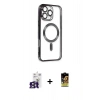 MARSİLYAN™- iPhone 16 Pro Max Kılıf Nova Işık Özel Seri - Siyah Buffer Cam Ekran Koruyucu + Bilvis Titan Kamera Lens - TMGI