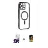 MARSİLYAN™- iPhone 16 Pro Max Kılıf Nova Işık Özel Seri - Siyah Buffer Cam Ekran Koruyucu + Bilvis Titan Kamera Lens - SH