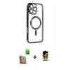 MARSİLYAN™- iPhone 16 Pro Max Kılıf Nova Işık Özel Seri - Siyah Buffer Cam Ekran Koruyucu + Raze Metal Kamera Lens - CLTM