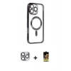MARSİLYAN™- iPhone 16 Pro Max Kılıf Nova Işık Özel Seri - Siyah Buffer Cam Ekran Koruyucu + Pers Alüminyum Kamera Lens - GI