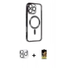 MARSİLYAN™- iPhone 16 Pro Max Kılıf Nova Işık Özel Seri - Siyah Buffer Cam Ekran Koruyucu + Pers Alüminyum Kamera Lens - GS