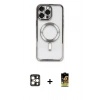 MARSİLYAN™- iPhone 16 Pro Max Kılıf Nova Işık Özel Seri - Siyah Buffer Cam Ekran Koruyucu + PVD Metal Kamera Lens - GD
