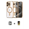 MARSİLYAN™- iPhone 16 Pro Max Kılıf Nova Işık Özel Seri - Siyah Buffer Cam Ekran Koruyucu + PVD Metal Kamera Lens - GS