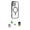 MARSİLYAN™- iPhone 16 Pro Max Kılıf Nova Işık Özel Seri - Siyah Buffer Cam Ekran Koruyucu + Raze Metal Kamera Lens - NLGY