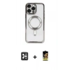 MARSİLYAN™- iPhone 16 Pro Max Kılıf Nova Işık Özel Seri - Siyah Buffer Cam Ekran Koruyucu + PVD Metal Kamera Lens - SH