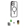MARSİLYAN™- iPhone 16 Pro Max Kılıf Nova Işık Özel Seri - Siyah Buffer Cam Ekran Koruyucu + Siyah Raze Metal Kamera Lens