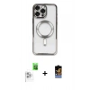 MARSİLYAN™- iPhone 16 Pro Max Kılıf Nova Işık Özel Seri - Siyah Buffer Hayalet Cam Ekran Koruyucu + Raze Metal Kamera Lens - BZ