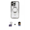 MARSİLYAN™- iPhone 16 Pro Max Kılıf Nova Işık Özel Seri - Siyah Buffer Hayalet Cam Ekran Koruyucu + Bilvis Titan Kamera Lens - TMGI