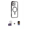 MARSİLYAN™- iPhone 16 Pro Max Kılıf Nova Işık Özel Seri - Siyah Buffer Hayalet Cam Ekran Koruyucu + Bilvis Titan Kamera Lens - GS