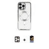 MARSİLYAN™- iPhone 16 Pro Max Kılıf Nova Işık Özel Seri - Siyah Buffer Hayalet Cam Ekran Koruyucu + Gold PVD Metal Kamera Lens