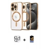 MARSİLYAN™- iPhone 16 Pro Max Kılıf Nova Işık Özel Seri - Siyah Buffer Hayalet Cam Ekran Koruyucu + Pers Alüminyum Kamera Lens - GS