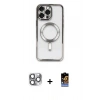 MARSİLYAN™- iPhone 16 Pro Max Kılıf Nova Işık Özel Seri - Siyah Buffer Hayalet Cam Ekran Koruyucu + Pers Alüminyum Kamera Lens - GI
