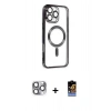 MARSİLYAN™- iPhone 16 Pro Max Kılıf Nova Işık Özel Seri - Siyah Buffer Hayalet Cam Ekran Koruyucu + Pers Alüminyum Kamera Lens - GI