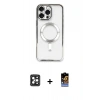 MARSİLYAN™- iPhone 16 Pro Max Kılıf Nova Işık Özel Seri - Siyah Buffer Hayalet Cam Ekran Koruyucu + PVD Metal Kamera Lens - SH