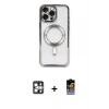 MARSİLYAN™- iPhone 16 Pro Max Kılıf Nova Işık Özel Seri - Siyah Buffer Hayalet Cam Ekran Koruyucu + PVD Metal Kamera Lens - GS
