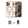 MARSİLYAN™- iPhone 16 Pro Max Kılıf Nova Işık Özel Seri - Siyah Buffer Hayalet Cam Ekran Koruyucu + PVD Metal Kamera Lens - GS