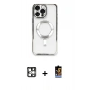 MARSİLYAN™- iPhone 16 Pro Max Kılıf Nova Işık Özel Seri - Siyah Buffer Hayalet Cam Ekran Koruyucu + PVD Metal Kamera Lens - GS