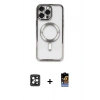 MARSİLYAN™- iPhone 16 Pro Max Kılıf Nova Işık Özel Seri - Siyah Buffer Hayalet Cam Ekran Koruyucu + PVD Metal Kamera Lens - SH