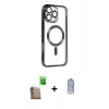 MARSİLYAN™- iPhone 16 Pro Max Kılıf Nova Işık Özel Seri - Siyah Joko Magic 5D Cam + Raze Metal Kamera Lens - CLTM