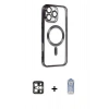 MARSİLYAN™- iPhone 16 Pro Max Kılıf Nova Işık Özel Seri - Siyah Joko Magic 5D Cam + Gümüş PVD Metal Kamera Lens