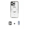 MARSİLYAN™- iPhone 16 Pro Max Kılıf Nova Işık Özel Seri - Siyah Joko Magic 5D Cam + Gümüş PVD Metal Kamera Lens