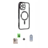 MARSİLYAN™- iPhone 16 Pro Max Kılıf Nova Işık Özel Seri - Siyah Joko Magic 5D Cam + Raze Metal Kamera Lens - NLGY
