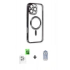 MARSİLYAN™- iPhone 16 Pro Max Kılıf Nova Işık Özel Seri - Siyah Joko Magic 5D Cam + Raze Metal Kamera Lens - BZ