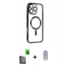 MARSİLYAN™- iPhone 16 Pro Max Kılıf Nova Işık Özel Seri - Siyah Joko Magic 5D Cam + Raze Metal Kamera Lens - SH