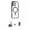MARSİLYAN™- iPhone 16 Pro Max Kılıf Nova Işık Özel Seri - Siyah Joko Magic 5D Hayalet Cam + Bilvis Titan Kamera Lens - SH