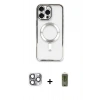 MARSİLYAN™- iPhone 16 Pro Max Kılıf Nova Işık Özel Seri - Siyah Joko Magic 5D Hayalet Cam + Gri Pers Alüminyum Kamera Lens