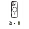 MARSİLYAN™- iPhone 16 Pro Max Kılıf Nova Işık Özel Seri - Siyah Joko Magic 5D Hayalet Cam + PVD Metal Kamera Lens - GS