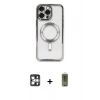 MARSİLYAN™- iPhone 16 Pro Max Kılıf Nova Işık Özel Seri - Siyah Joko Magic 5D Hayalet Cam + PVD Metal Kamera Lens - GS