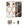 MARSİLYAN™- iPhone 16 Pro Max Kılıf Nova Işık Özel Seri - Siyah Joko Magic 5D Hayalet Cam + Pers Alüminyum Kamera Lens - CLTM
