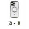 MARSİLYAN™- iPhone 16 Pro Max Kılıf Nova Işık Özel Seri - Siyah Joko Magic 5D Hayalet Cam + PVD Metal Kamera Lens - GD