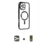 MARSİLYAN™- iPhone 16 Pro Max Kılıf Nova Işık Özel Seri - Siyah Joko Magic 5D Hayalet Cam + PVD Metal Kamera Lens - GD