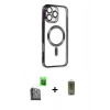 MARSİLYAN™- iPhone 16 Pro Max Kılıf Nova Işık Özel Seri - Siyah Joko Magic 5D Hayalet Cam + Raze Metal Kamera Lens - SH