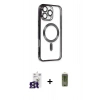 MARSİLYAN™- iPhone 16 Pro Max Kılıf Nova Işık Özel Seri - Siyah Joko Magic 5D Hayalet Cam + Bilvis Titan Kamera Lens - TMGI