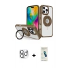 MARSİLYAN™- iPhone 16 Pro Max Kılıf Nova Minimal Serisi - Şeffaf Pasifik Cam Ekran Koruyucu + Gümüş Pers Alüminyum Kamera Lens