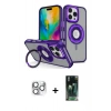 MARSİLYAN™- iPhone 16 Pro Max Kılıf Nova Minimal Serisi - Siyah 360 Mat Full Body Arka Koruyucu + Gümüş Pers Alüminyum Kamera Lens