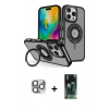 MARSİLYAN™- iPhone 16 Pro Max Kılıf Nova Minimal Serisi - Siyah 360 Mat Full Body Arka Koruyucu + Pers Alüminyum Kamera Lens - GI