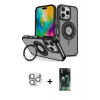 MARSİLYAN™- iPhone 16 Pro Max Kılıf Nova Minimal Serisi - Siyah 360 Mat Full Body Arka Koruyucu + Pers Alüminyum Kamera Lens - GS