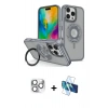 MARSİLYAN™- iPhone 16 Pro Max Kılıf Nova Minimal Serisi - Siyah 3D Antistatik Cam Ekran Koruyucu + Pers Alüminyum Kamera Lens - GS