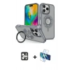 MARSİLYAN™- iPhone 16 Pro Max Kılıf Nova Minimal Serisi - Siyah 3D Antistatik Cam Ekran Koruyucu + PVD Metal Kamera Lens - GS