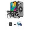 MARSİLYAN™- iPhone 16 Pro Max Kılıf Nova Minimal Serisi - Siyah 3D Antistatik Cam Ekran Koruyucu + PVD Metal Kamera Lens - SH