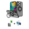 MARSİLYAN™- iPhone 16 Pro Max Kılıf Nova Minimal Serisi - Siyah 3D Antistatik Cam Ekran Koruyucu + Raze Metal Kamera Lens - SH