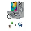MARSİLYAN™- iPhone 16 Pro Max Kılıf Nova Minimal Serisi - Siyah 3D Antistatik Cam Ekran Koruyucu + Raze Metal Kamera Lens - NLGY