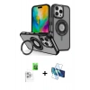 MARSİLYAN™- iPhone 16 Pro Max Kılıf Nova Minimal Serisi - Siyah 3D Antistatik Cam Ekran Koruyucu + Raze Metal Kamera Lens - BZ