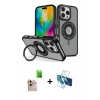 MARSİLYAN™- iPhone 16 Pro Max Kılıf Nova Minimal Serisi - Siyah 3D Antistatik Cam Ekran Koruyucu + Raze Metal Kamera Lens - NLGY