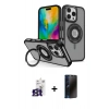 MARSİLYAN™- iPhone 16 Pro Max Kılıf Nova Minimal Serisi - Siyah 3D Antistatik Hayalet Cam Ekran Koruyucu + Bilvis Titan Kamera Lens - TMGI